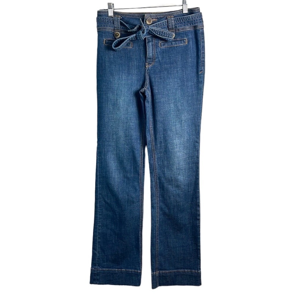 Anthropologie Pilcro Boho 90s Straight‎ Leg High Waist Tie Front Jeans